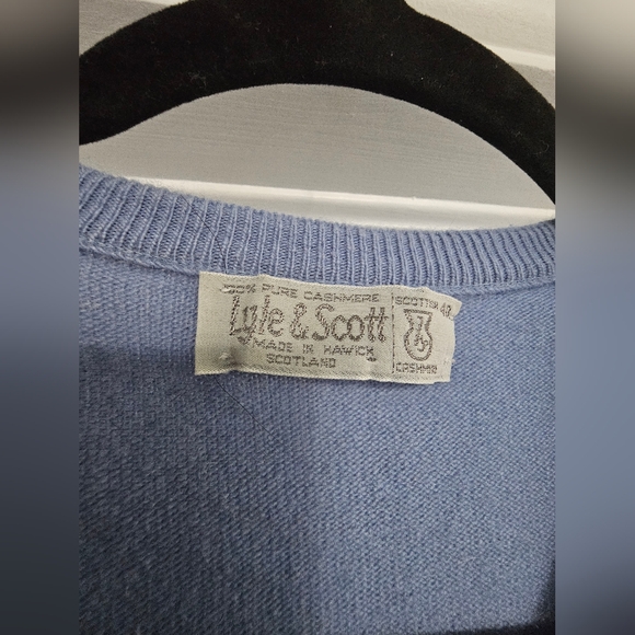 Vintage Lyle & Scott Cashmere Sweater - Blue Argyle - Size 40 - Picture 4 of 6